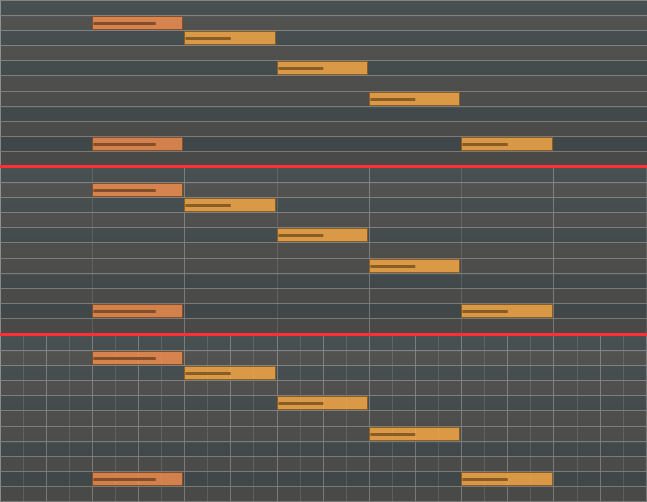 1-bar grid, 1/8 note and 1/32 note grid