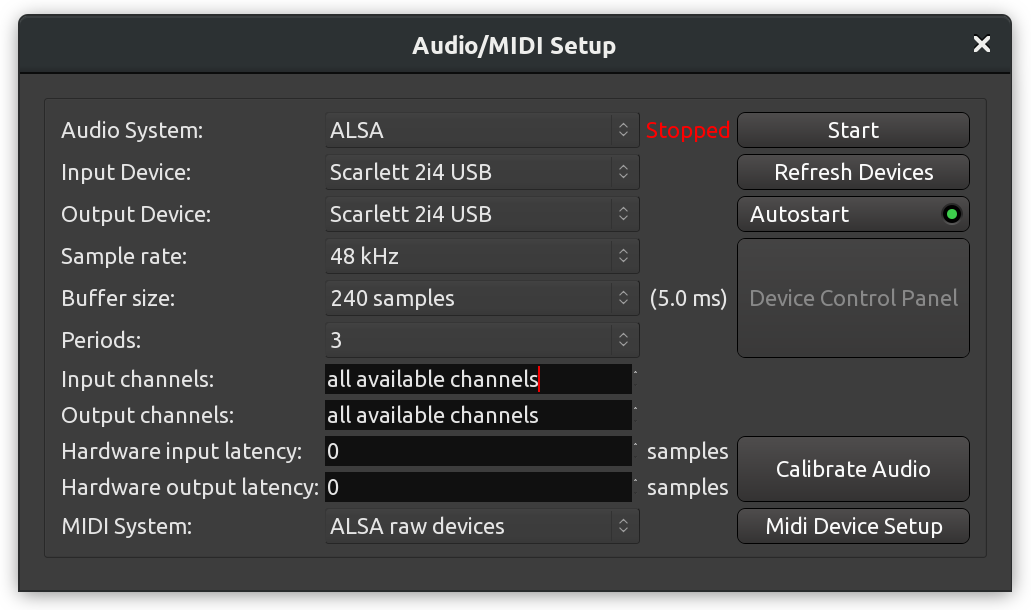 Audio/MIDI setup
