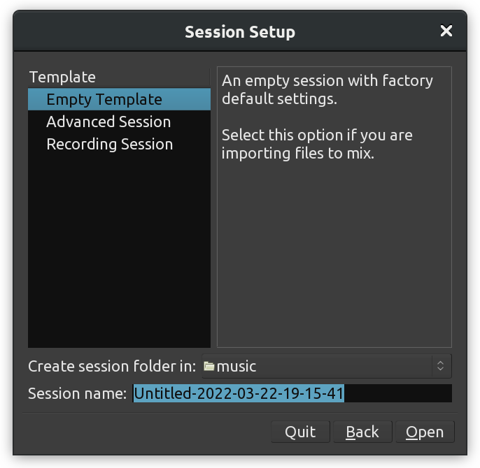 New session templates