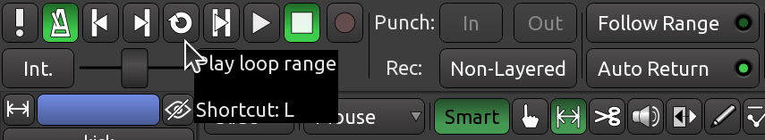 Loop range button in Transport